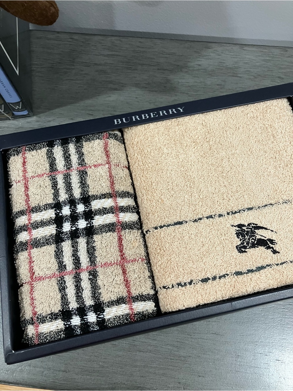 Burberry Beige Check Cotton Towel Set